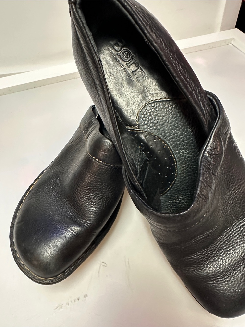 Born Women’s black Leather Slip-On Shoes